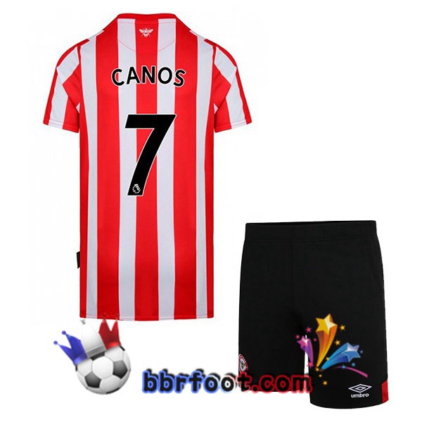 Maillot Foot Brentford FC (CANOS 7) Enfant Domicile Rouge Blanc 22/23 Maillot Foot Brentford FC (CANOS 7) Enfant Domicile Rouge Blanc 22/23