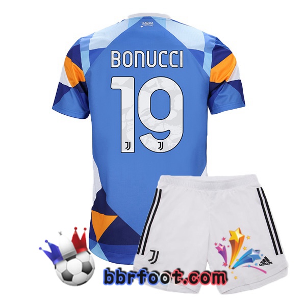 Maillot Foot Juventus (BONUCCI 19) Enfant Quatrieme Bleu 21/22
