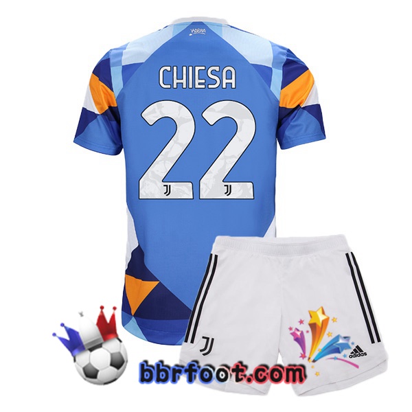 Maillot Foot Juventus (CHIESA 22) Enfant Quatrieme Bleu 21/22