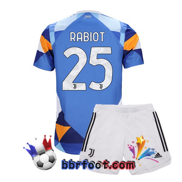 Maillot Foot Juventus (RABIOT 25) Enfant Quatrieme Bleu 21/22