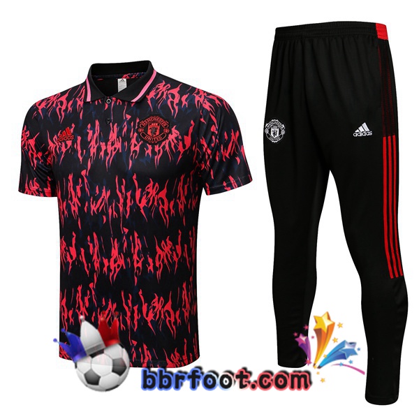 Polo Foot Manchester United + Pantalon Noir Rouge 22/23