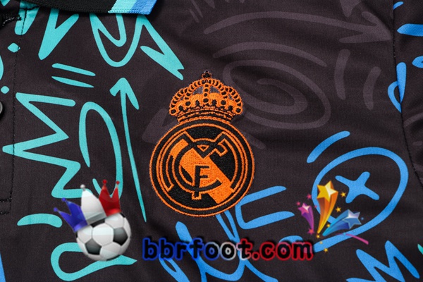 Polo Foot Real Madrid + Pantalon Noir Bleu 22/23