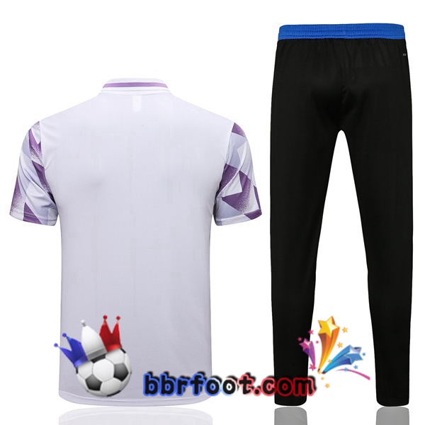 Polo Foot Real Madrid + Pantalon Blanc Pourpre 22/23