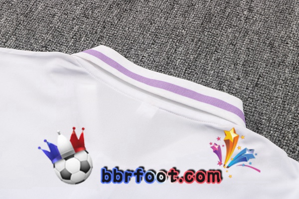 Polo Foot Real Madrid + Pantalon Blanc Pourpre 22/23