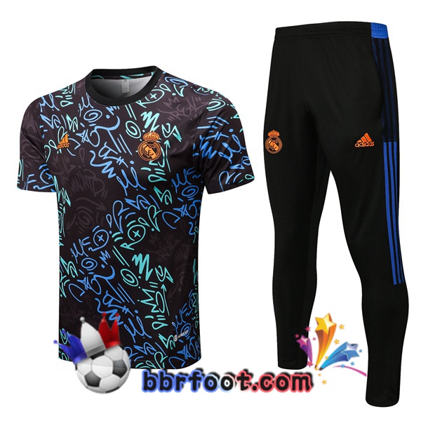 Training T-Shirts Real Madrid + Pantalon Bleu Noir 22/23