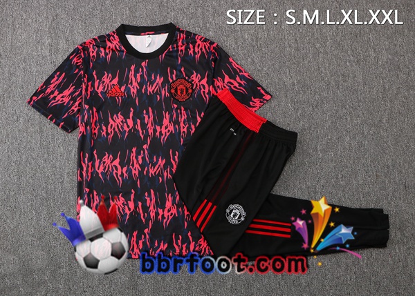 Training T-Shirts Manchester United + Pantalon Rouge Noir 22/23