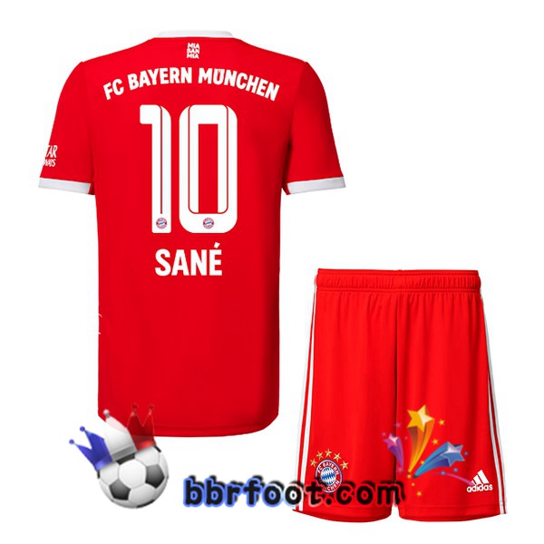 Maillot Foot Bayern Munich （Sané 10） Enfant Domicile Rouge 22/23