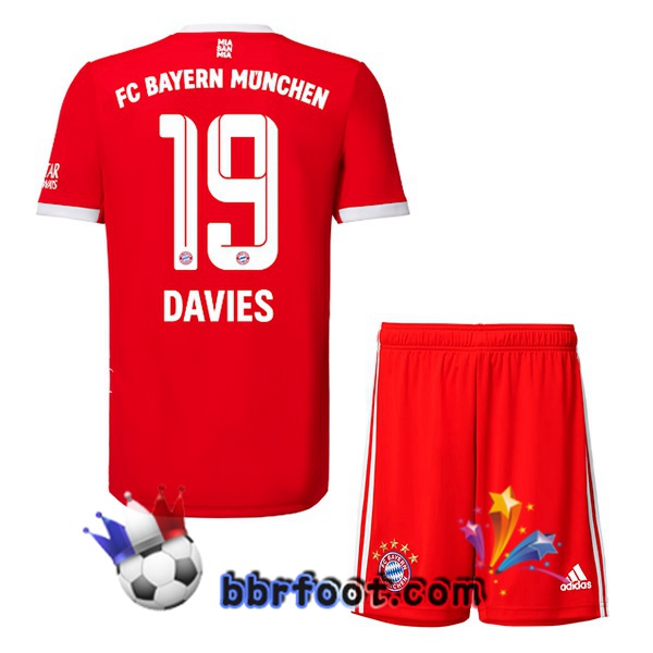 Maillot Foot Bayern Munich （Davies 19） Enfant Domicile Rouge 22/23