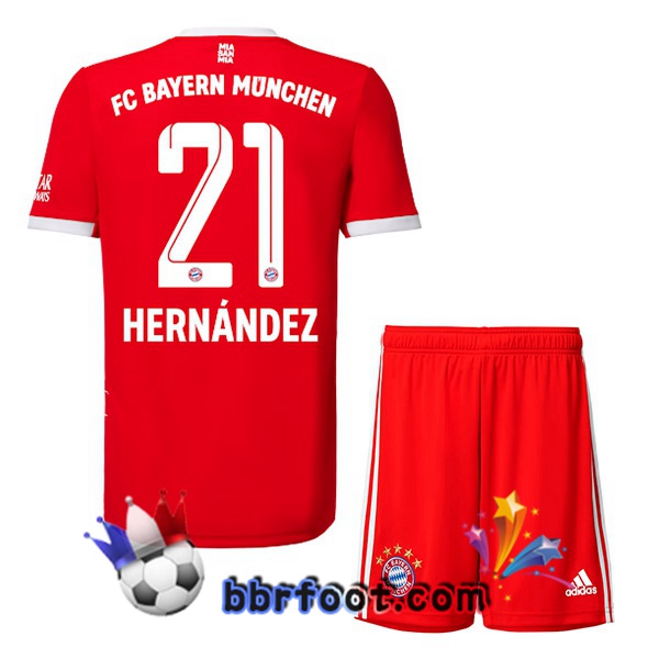 Maillot Foot Bayern Munich （Hernández 21） Enfant Domicile Rouge 22/23