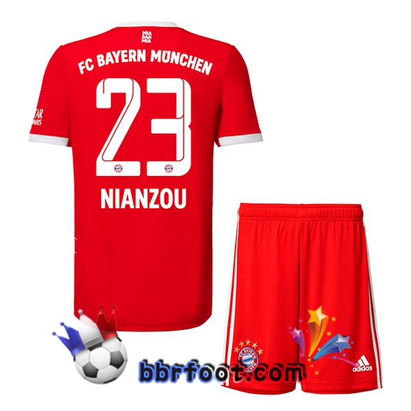 Maillot Foot Bayern Munich （Nianzou 23） Enfant Domicile Rouge 22/23