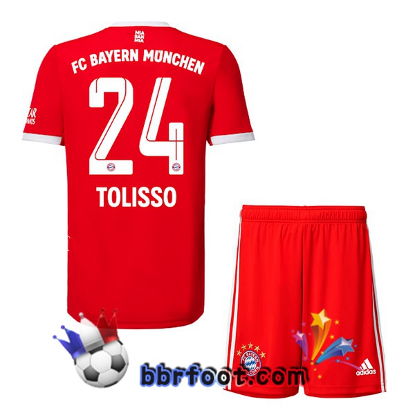 Maillot Foot Bayern Munich （Tolisso 24） Enfant Domicile Rouge 22/23