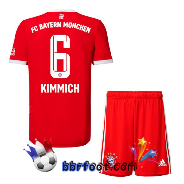 Maillot Foot Bayern Munich （Kimmich 6） Enfant Domicile Rouge 22/23