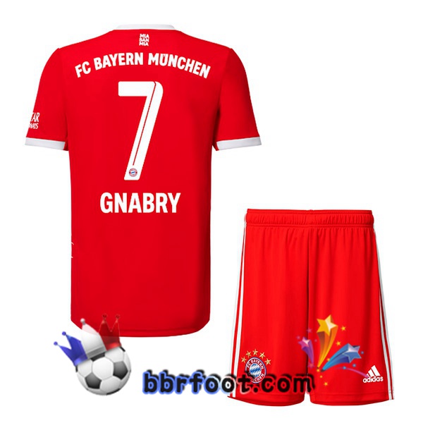 Maillot Foot Bayern Munich （Gnabry 7） Enfant Domicile Rouge 22/23