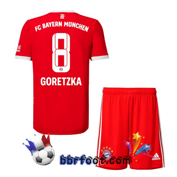 Maillot Foot Bayern Munich （Goretzka 8） Enfant Domicile Rouge 22/23