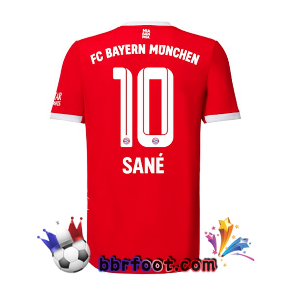Maillot Foot Bayern Munich （Sané 10） Domicile Rouge 22/23