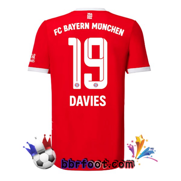 Maillot Foot Bayern Munich （Davies 19） Domicile Rouge 22/23