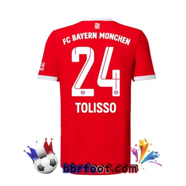 Maillot Foot Bayern Munich （Tolisso 24） Domicile Rouge 22/23