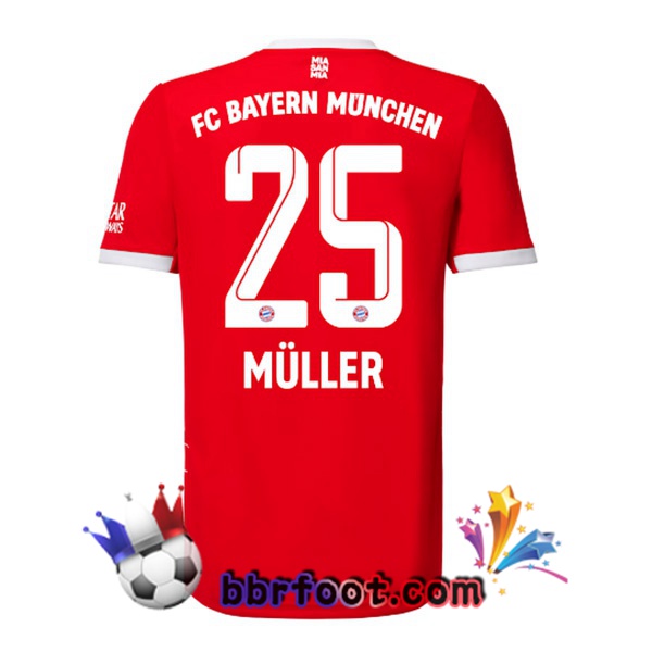 Maillot Foot Bayern Munich （Müller 25） Domicile Rouge 22/23