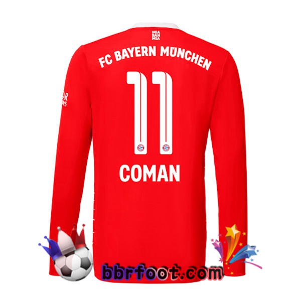 Maillot Foot Bayern Munich （Coman 11） Domicile Manche Longue Rouge 22/23
