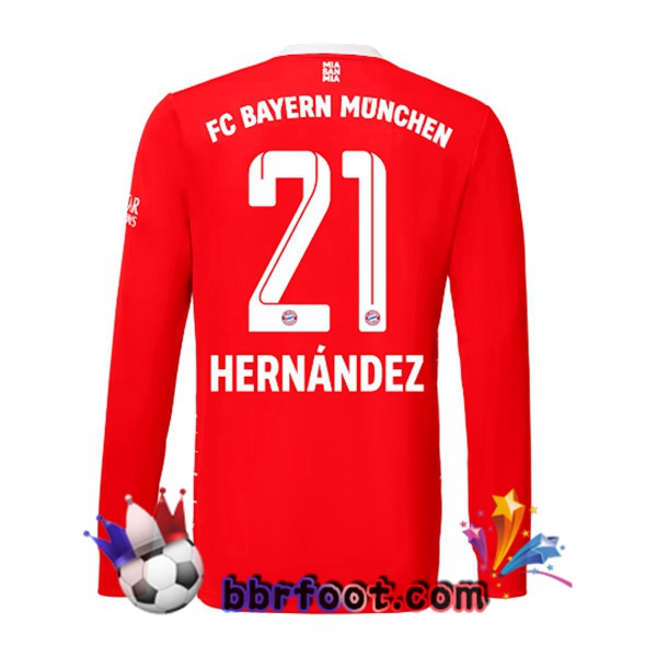 Maillot Foot Bayern Munich （Hernández 21） Domicile Manche Longue Rouge 22/23