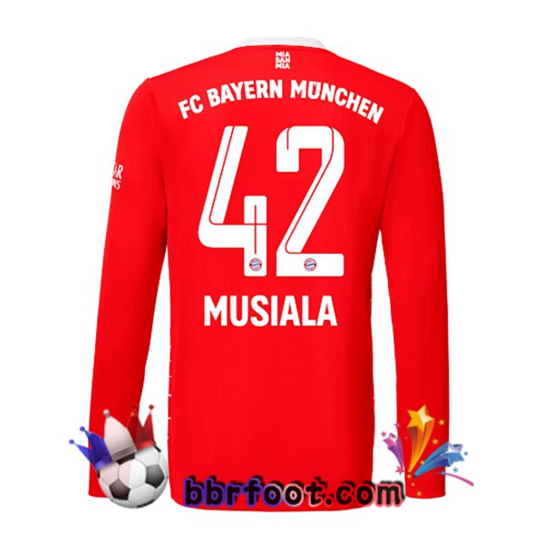 Maillot Foot Bayern Munich （Musiala 42） Domicile Manche Longue Rouge 22/23