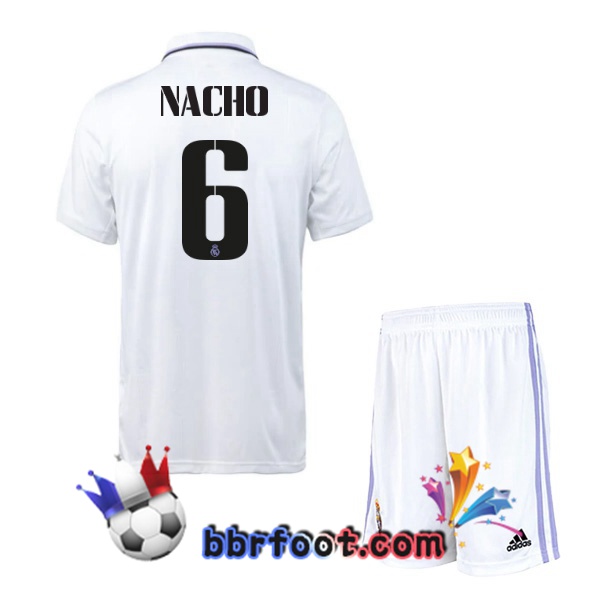 Maillot Foot Real Madrid (Nacho 6) Enfant Domicile Blanc 22/23