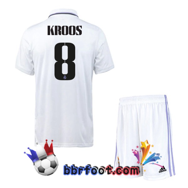 Maillot Foot Real Madrid (Kroos 8) Enfant Domicile Blanc 22/23