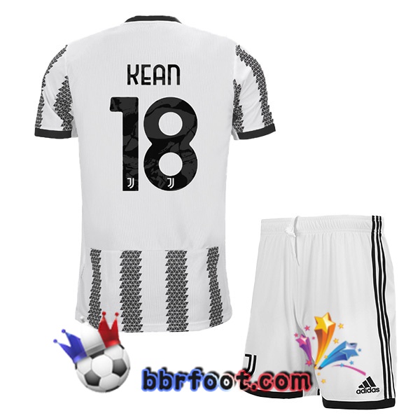 Maillot Foot Juventus (KEAN 18) Enfant Domicile Blanc Noir 22/23
