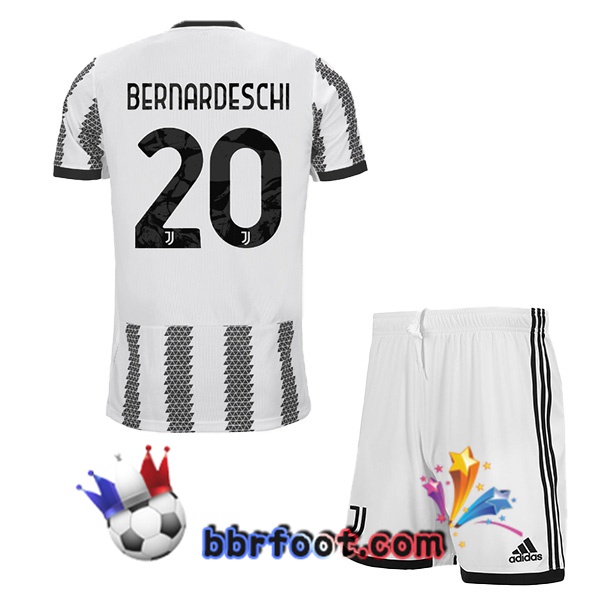 Maillot Foot Juventus (BERNARDESCHI 20) Enfant Domicile Blanc Noir 22/23