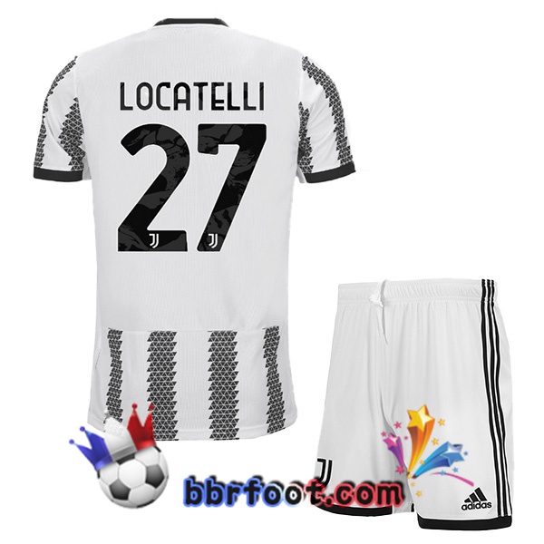Maillot Foot Juventus (LOCATELLI 27) Enfant Domicile Blanc Noir 22/23