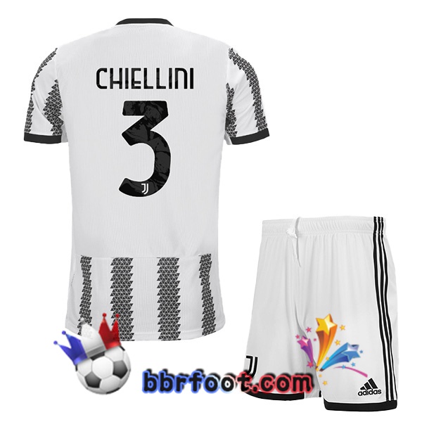 Maillot Foot Juventus (CHIELLINI 3) Enfant Domicile Blanc Noir 22/23