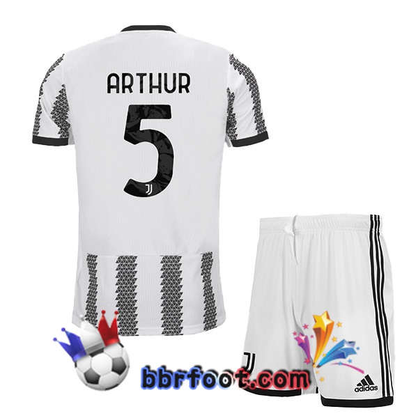 Maillot Foot Juventus (ARTHUR 5) Enfant Domicile Blanc Noir 22/23