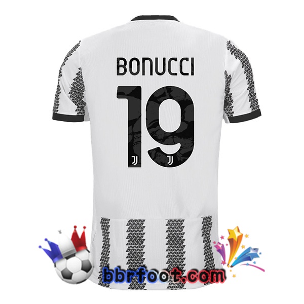 Maillot Foot Juventus (BONUCCI 19) Domicile Blanc Noir 22/23