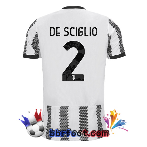 Maillot Foot Juventus (DE SCIGLIO 2) Domicile Blanc Noir 22/23