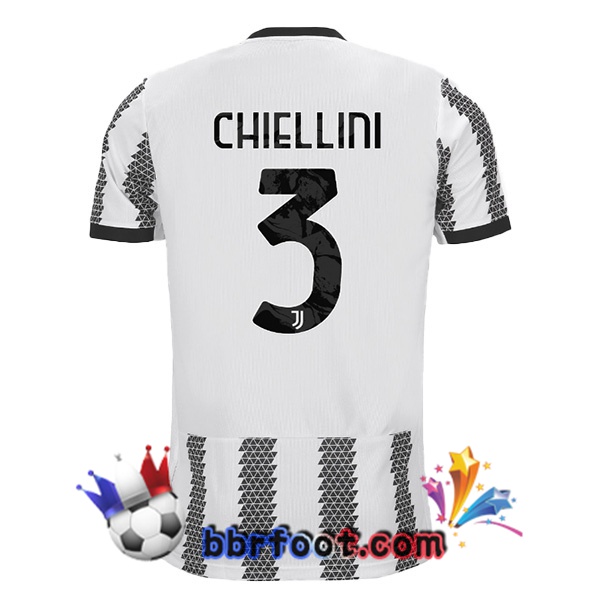 Maillot Foot Juventus (CHIELLINI 3) Domicile Blanc Noir 22/23