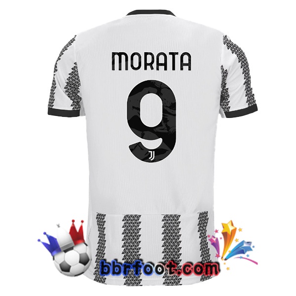 Maillot Foot Juventus (MORATA 9) Domicile Blanc Noir 22/23