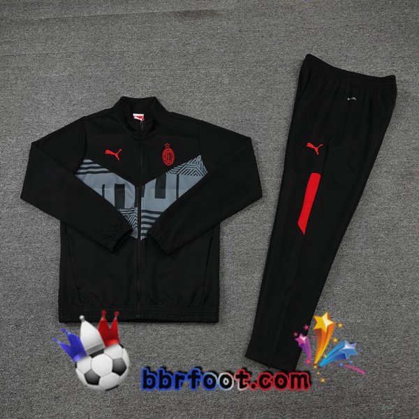 Ensemble Survetement Foot - Veste AC Milan Noir 22/23