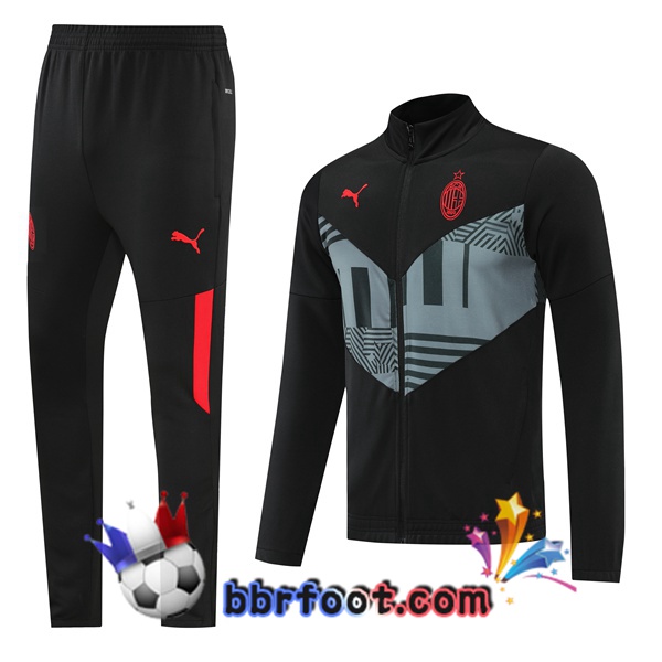 Ensemble Survetement Foot - Veste AC Milan Noir 22/23