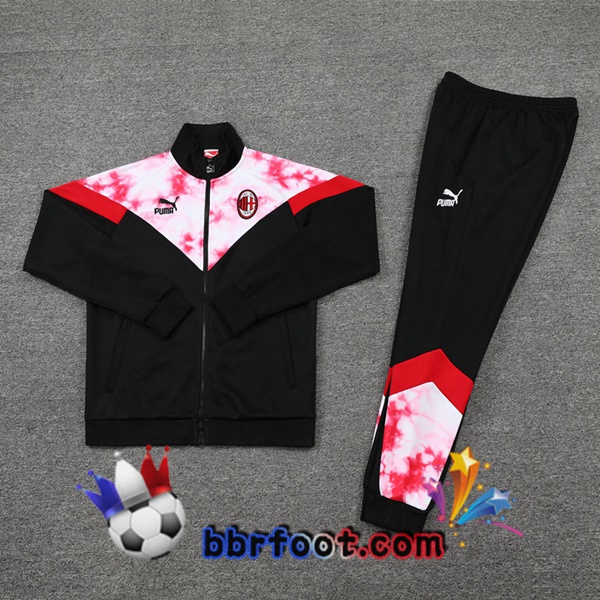Ensemble Survetement Foot - Veste AC Milan Noir Rouge 22/23
