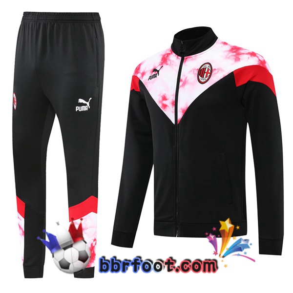 Ensemble Survetement Foot - Veste AC Milan Noir Rouge 22/23