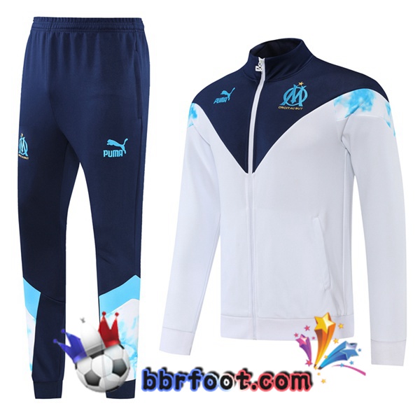 Ensemble Survetement Foot - Veste Marseille OM Blanc 22/23