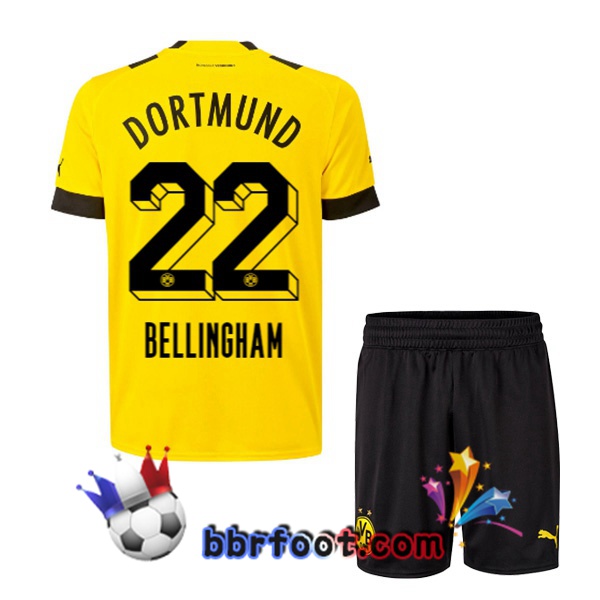 Maillot Foot Dortmund BVB (Bellingham 22) Enfant Domicile Jaune 22/23
