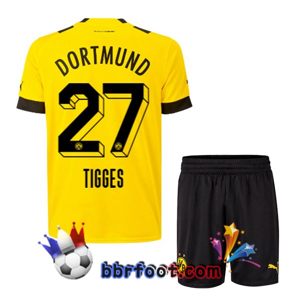 Maillot Foot Dortmund BVB (Tigges 27) Enfant Domicile Jaune 22/23