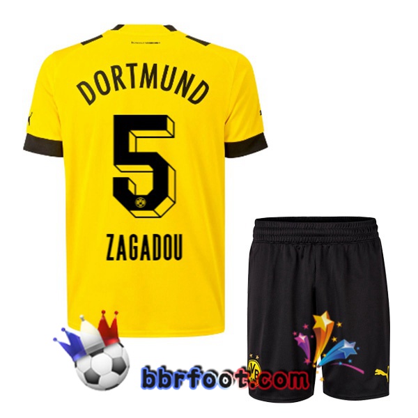 Maillot Foot Dortmund BVB (Zagadou 5) Enfant Domicile Jaune 22/23