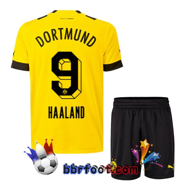 Maillot Foot Dortmund BVB (Haaland 9) Enfant Domicile Jaune 22/23