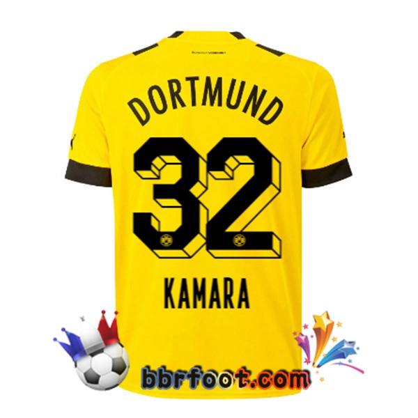 Maillot Foot Dortmund BVB (Kamara 32) Domicile Jaune 22/23