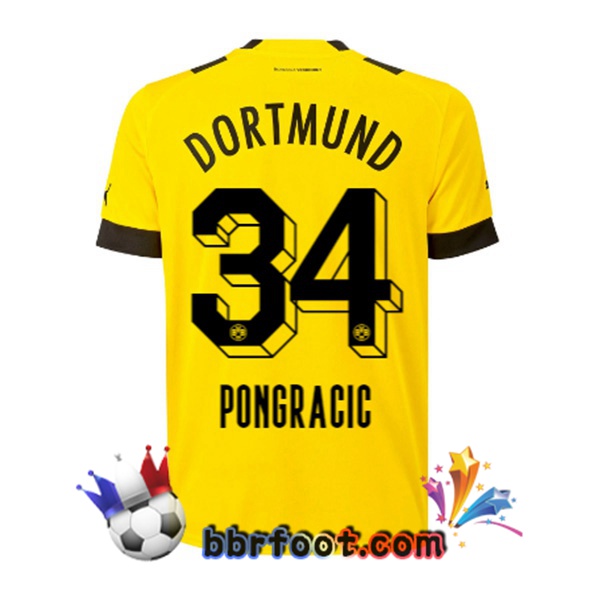 Maillot Foot Dortmund BVB (Pongracic 34) Domicile Jaune 22/23