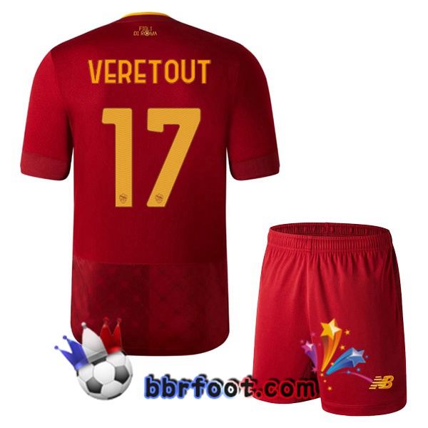 Maillot Foot AS Roma (VERETOUT 17) Enfant Domicile Rouge 22/23