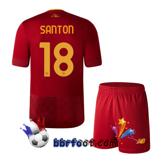 Maillot Foot AS Roma (SANTON 18) Enfant Domicile Rouge 22/23