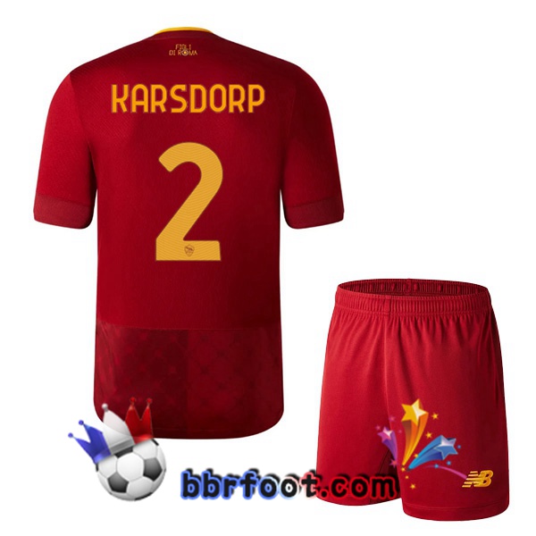 Maillot Foot AS Roma (KARSDORP 2) Enfant Domicile Rouge 22/23